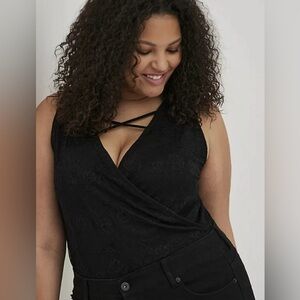 Torrid Sexy Black Lace Surplice Strappy Front Bodysuit 1X